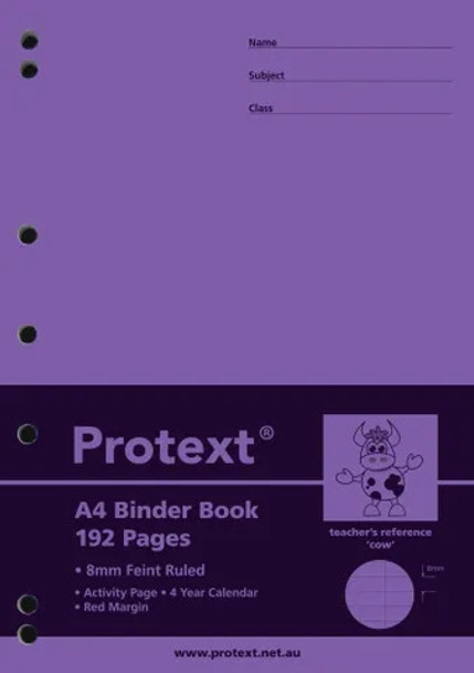 Protext A4 Binder Book 192pg 8mm Ruled + Margin - Cow