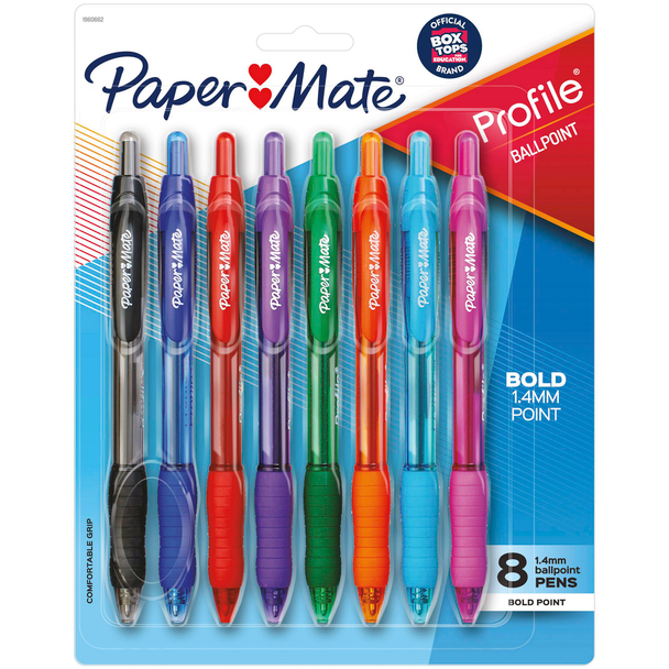 Paper Mate Profile Retractable Ballpoint Pen Fashion Assorted - Pack of 8