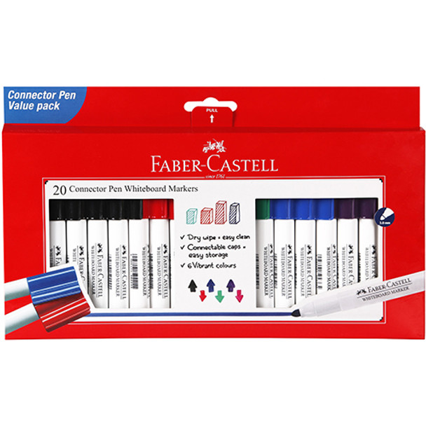 Faber-Castell Connector Whiteboard Markers Pack 20