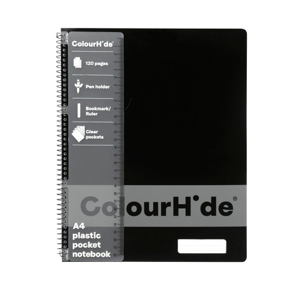 Colourhide Notebook 120pg With Pocket Black