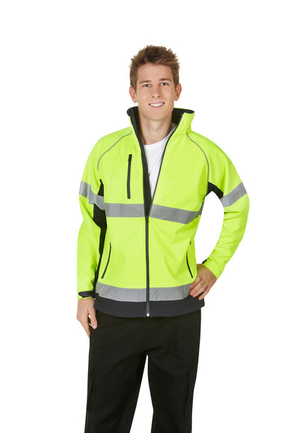 Hi Vis Soft Shell Jackets Day/Night Use Yellow/Navy