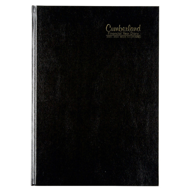 Cumberland Financial Year Diary A4 Week To View Casebound Black 2023/2024