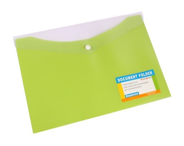 Bantex document wallet A4  tropical Lime with button closure