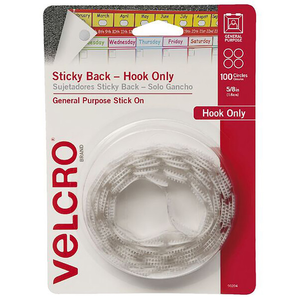 Velcro Brand Hook Only Dots 16mm White 100 Pack