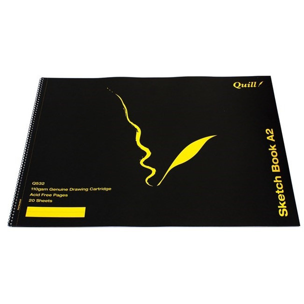 Quill Sketch Book PP Short Bound 110GSM A2 20 Sheets - Black