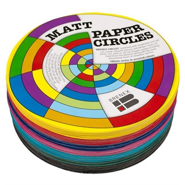 Brenex Matt Circles 180mm Diameter Single Sided - Assorted 500 sheets