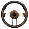 Steering Wheel, Aviator 4 Woodgrain Grip/Brushed Aluminum Spokes 13" Diameter, ACC-SW121