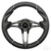 Steering Wheel, Challenger Black Grip/Black Spokes 13" Diameter, ACC-SW135