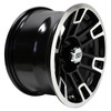 RHOX Machined Gloss Black 14x7 ET-25 Golf Cart Wheel, TIR-RX391