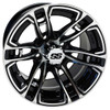 Machined Gloss Black RHOX 12x7 ET-25 Golf Cart Wheel, TIR-RX396