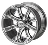 Revenge 10" Casino Gun Metal Gray & Machined Golf Cart Wheel 3:4 Offset, ISL-09001