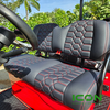 ICON Black Custom Comfort Seat Cool Touch Base with Lando Pattern and Red Stitching, STC-BLKLANRED-IC-COMF