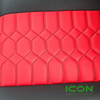 ICON Two Tone Comfort Black and Red Custom Seat Cool Touch Base with Lando Pattern and Red Stitching and Red Pipping, STC-2BLKREDLANDRED-IC-COMF