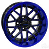 14" Golf Cart Wheel, Gloss Black/Blue Rim, 14x7 ET-25, TIR-RX281-BBL