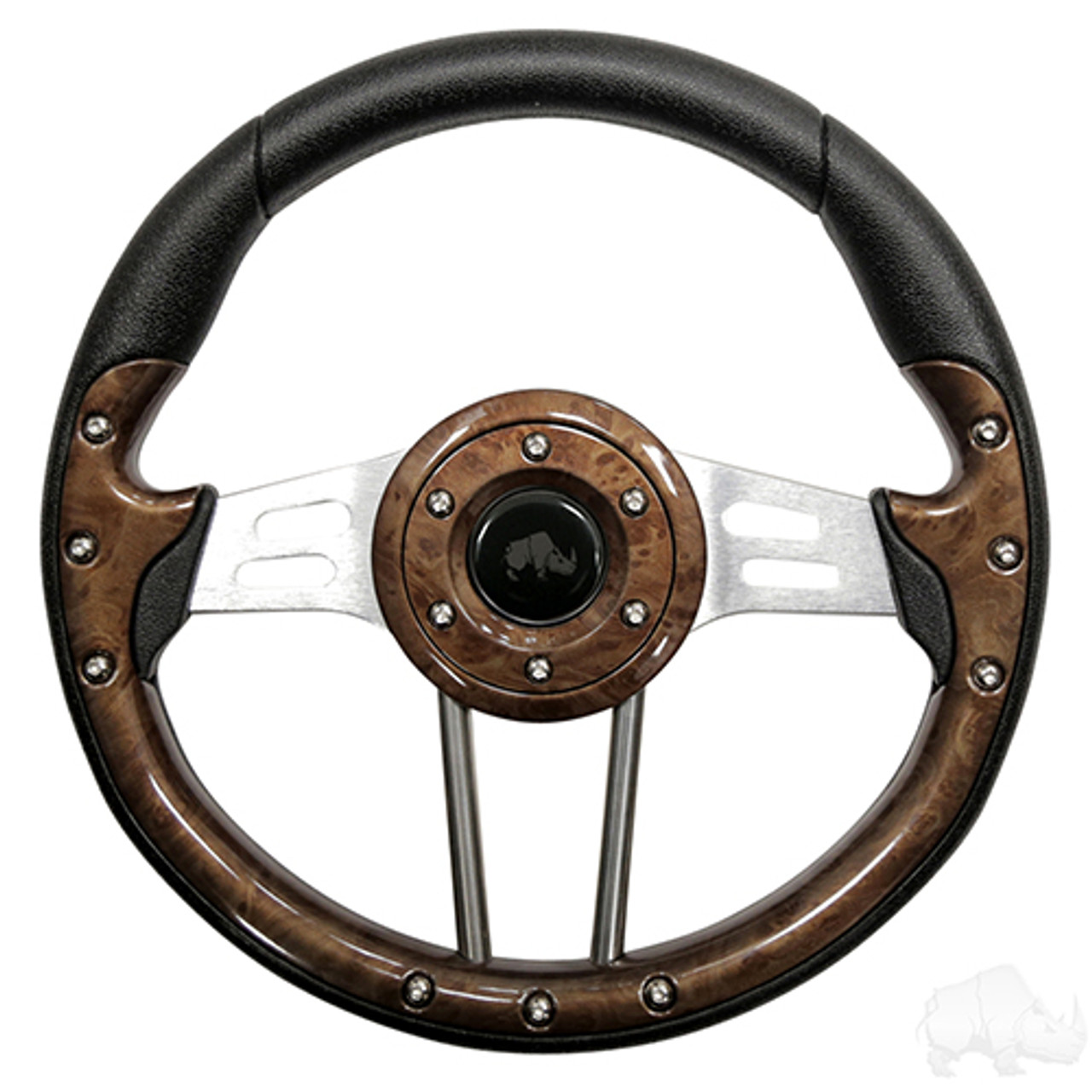 Steering Wheel, Aviator 4 Woodgrain Grip/Brushed Aluminum Spokes 13" Diameter, ACC-SW121