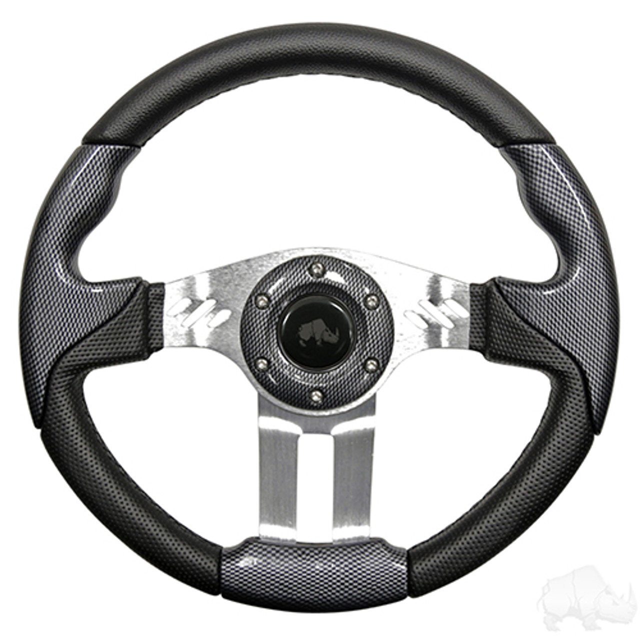 Golf Cart Steering Wheel - Aviator 5, 13" Diameter (Carbon Fiber Grip/Brushed Aluminum Spokes), ACC-SW128