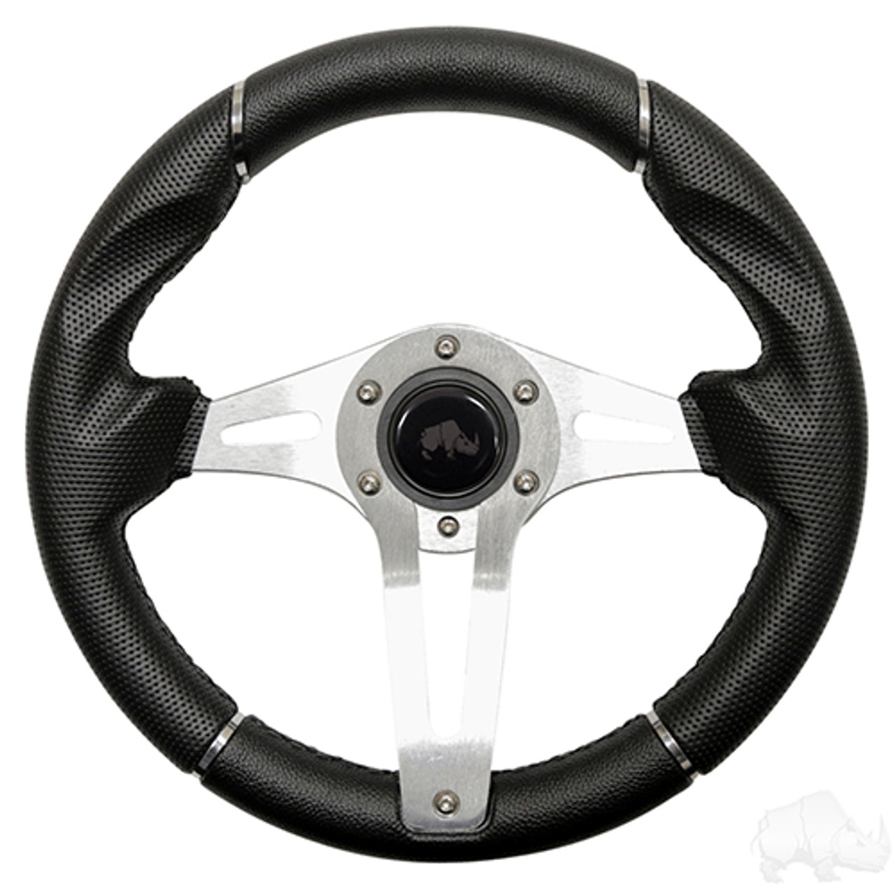 Steering Wheel, Challenger Black Grip/Brushed Aluminum Spokes 13" Diameter, ACC-SW134