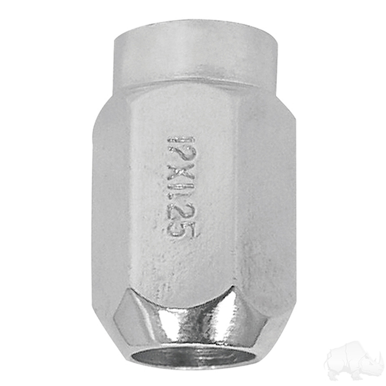 Lug Nut, Chrome Closed End Metric 12mm-1.25, OD 3/4", TIR-938