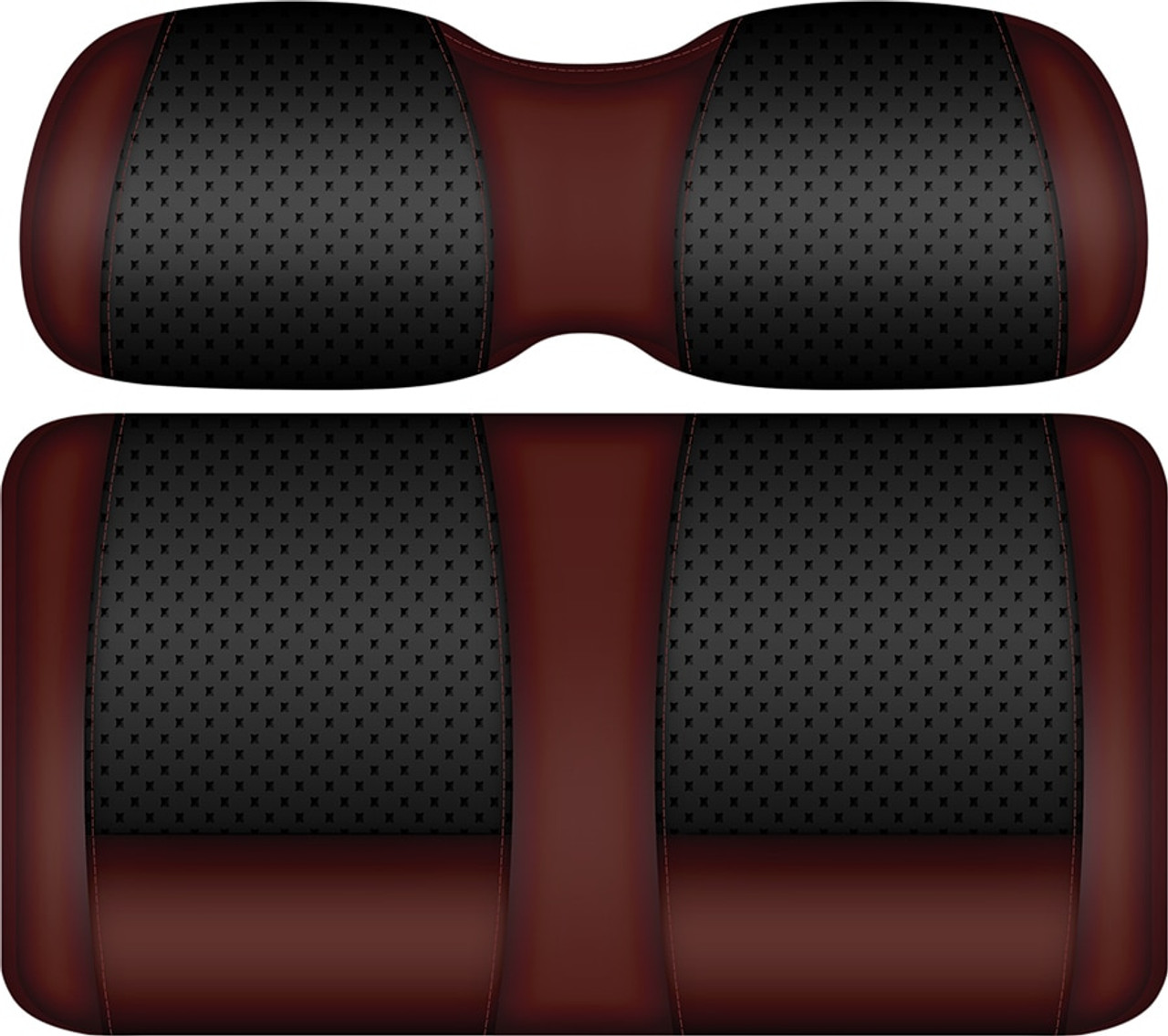 Doubletake Clubhouse Edition Front Seat Cushion Set Black-Burgundy, SEAT-DT1312-BBY-CS
