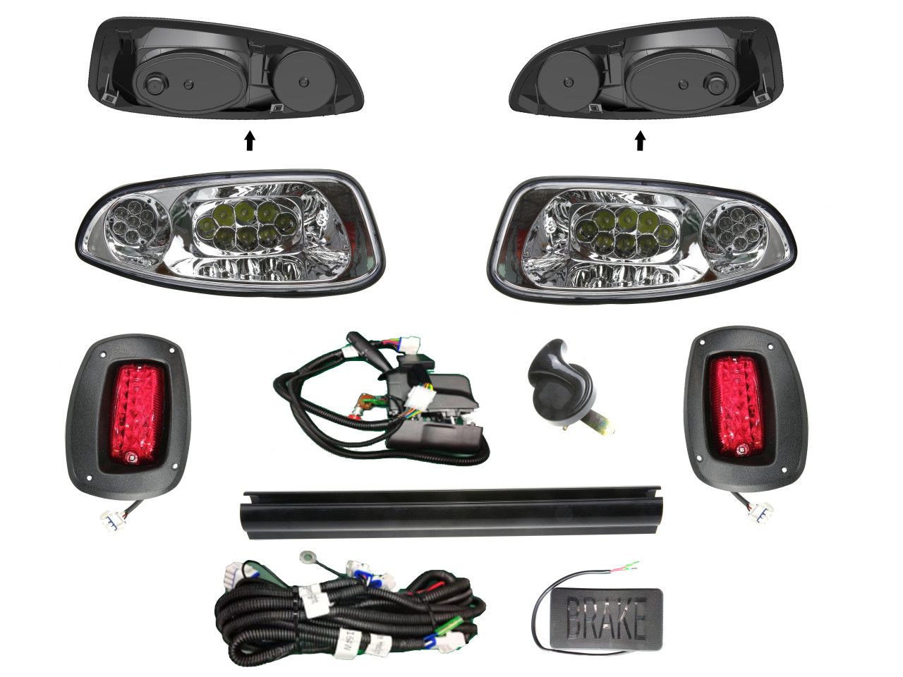 Revenge E-Z-GO RXV LED Super Deluxe Street Legal Golf Cart Light Kit 2008-2015, LIGHT-L1002KLDSKO-D1-X1