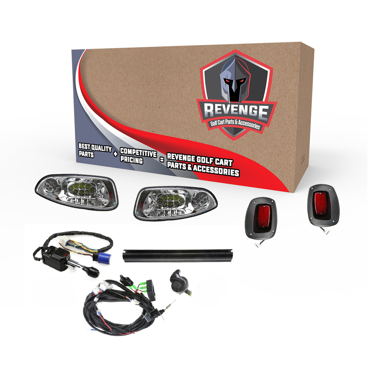 Revenge E-Z-GO RXV LED Deluxe Street Legal Golf Cart Light Kit 2008-2015, LIGHT-L1002KLDKO-D1-X1