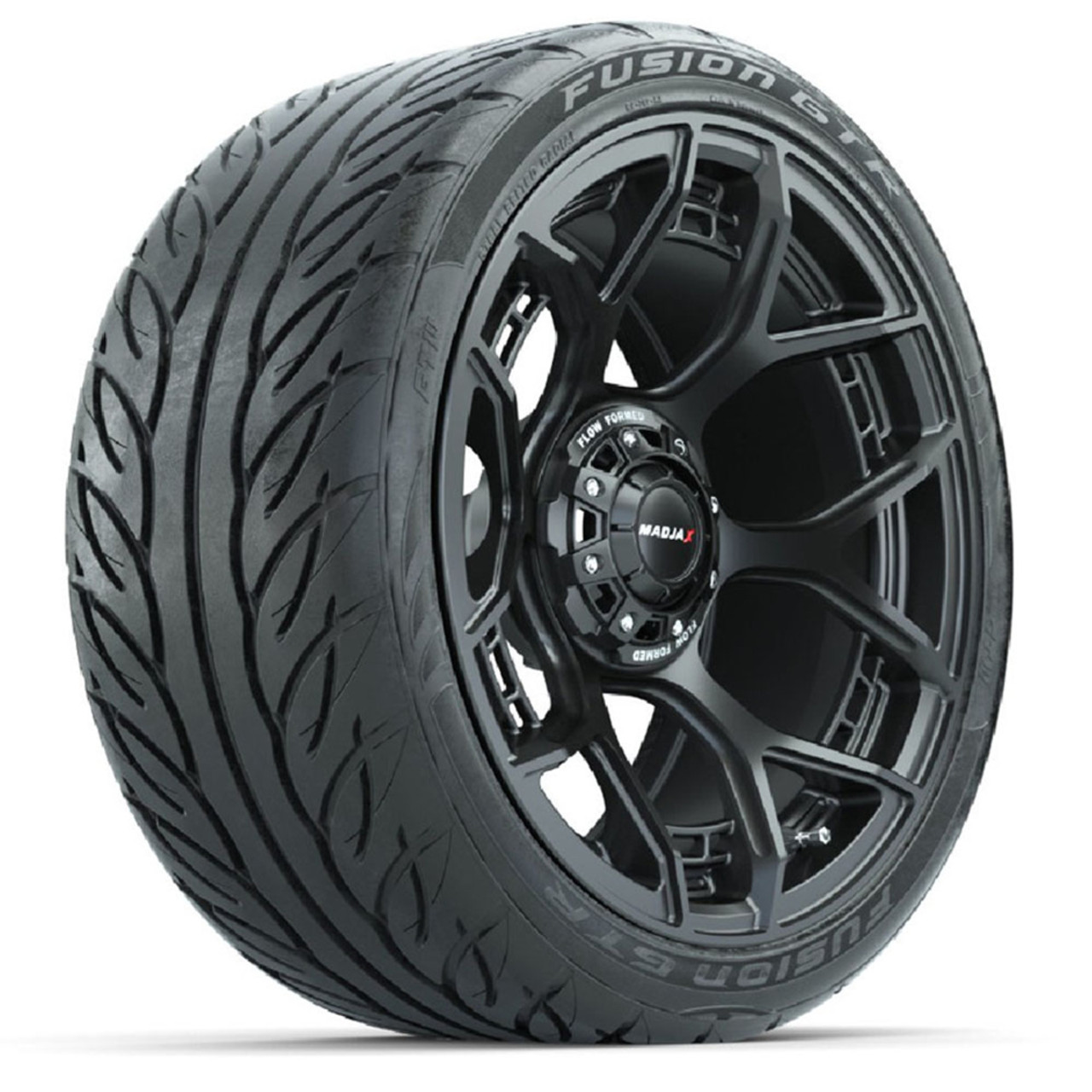 Set of (4) 15" Flow Form Evolution Matte Black Wheels w/ Fusion GTR Street Tires, A19-418