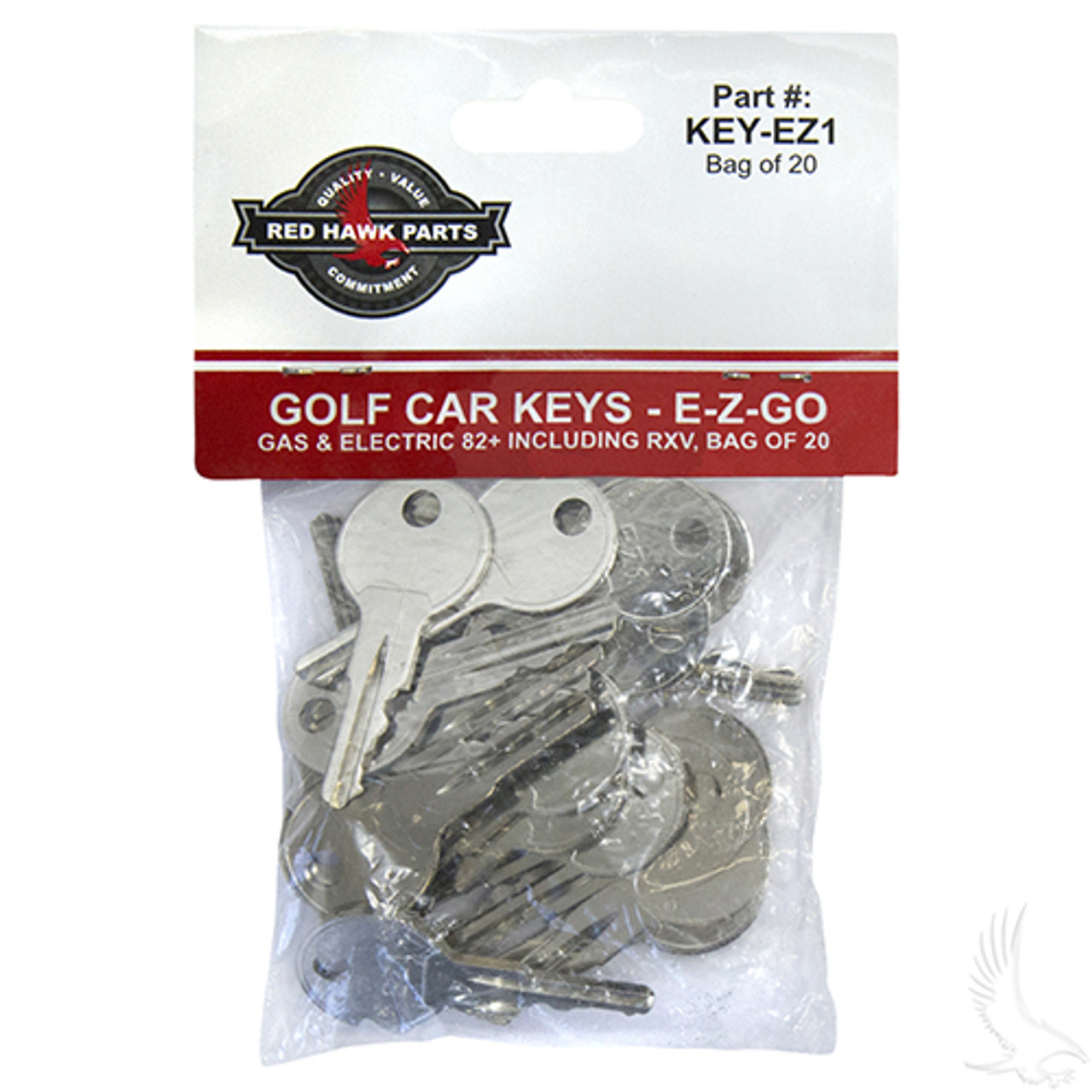 EZGO Golf Cart Key (Bag of 20) Gas & Electric 1982-Up, KEY-EZ1, 17063G1, 1919