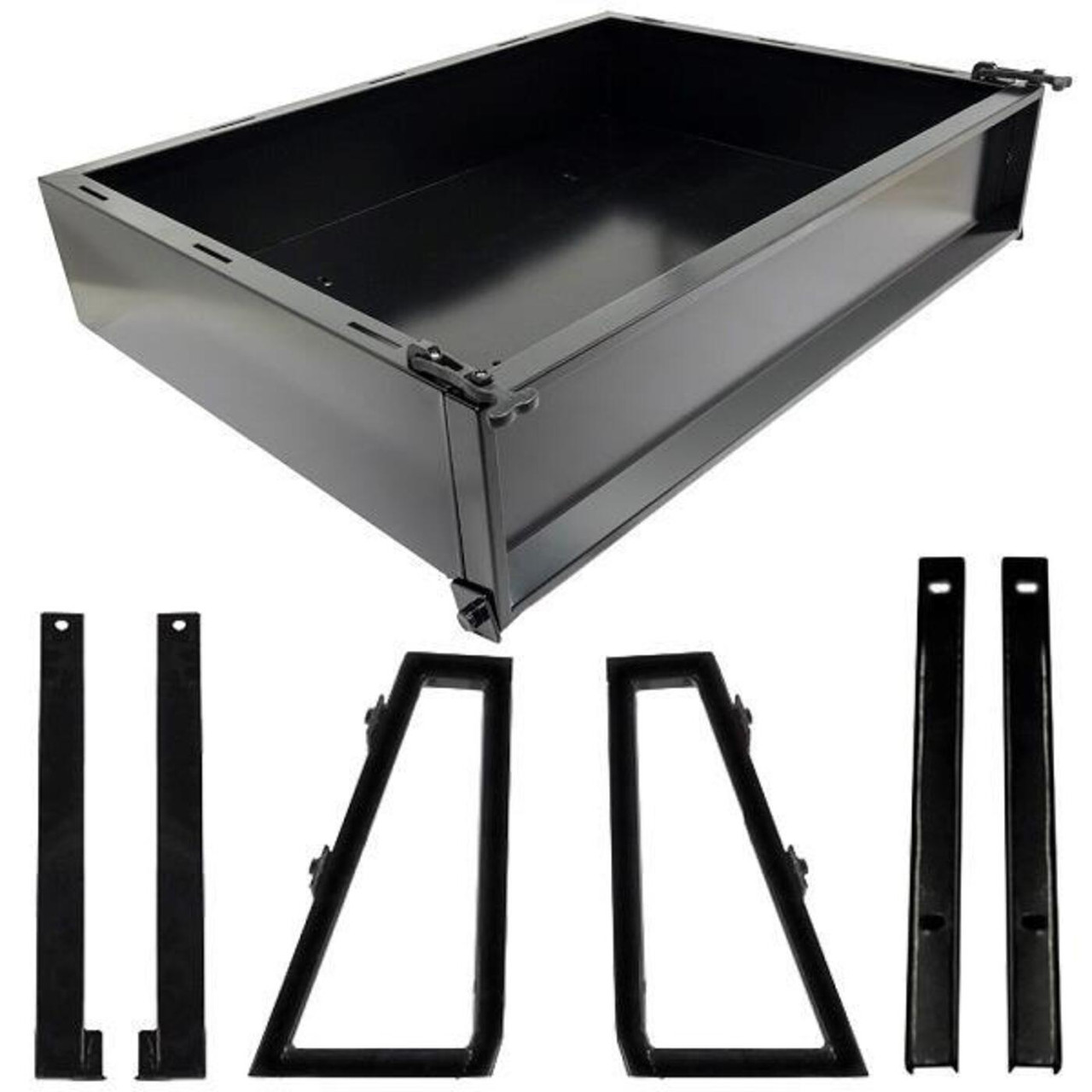 GTW Black Steel Cargo Box Kit For Yamaha Drive2 Golf Cart (2017-Up), 04-048