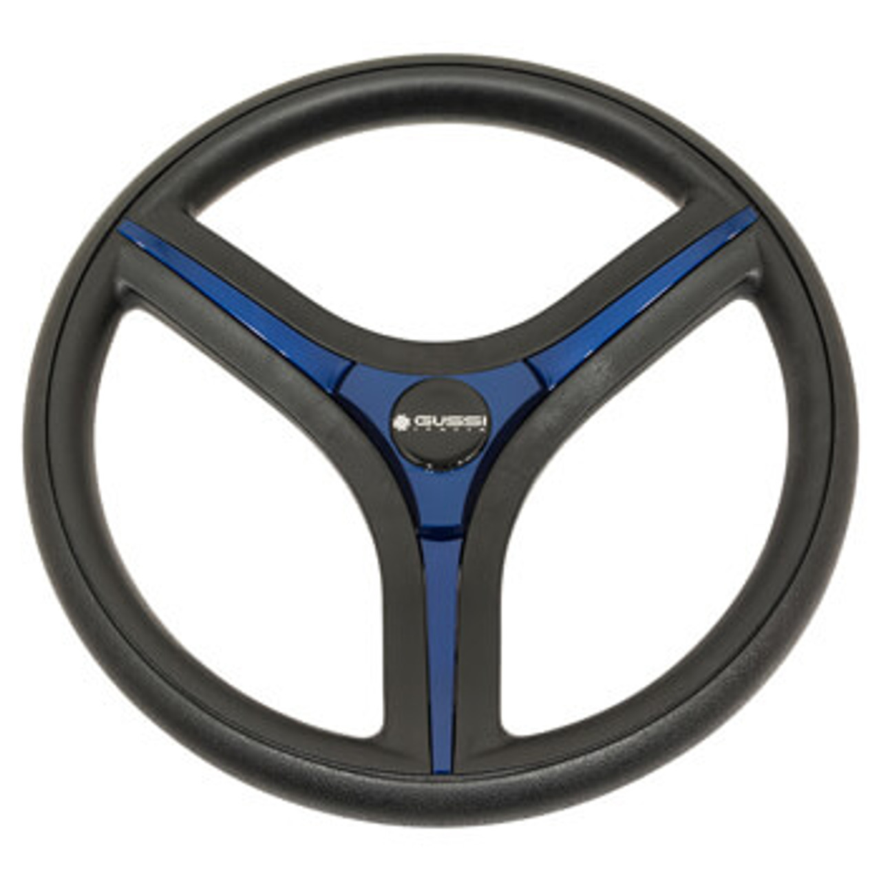 Gussi Italia Brenta Black/Blue Steering Wheel for Yamaha G16-Drive2 Golf Cart, 06-140