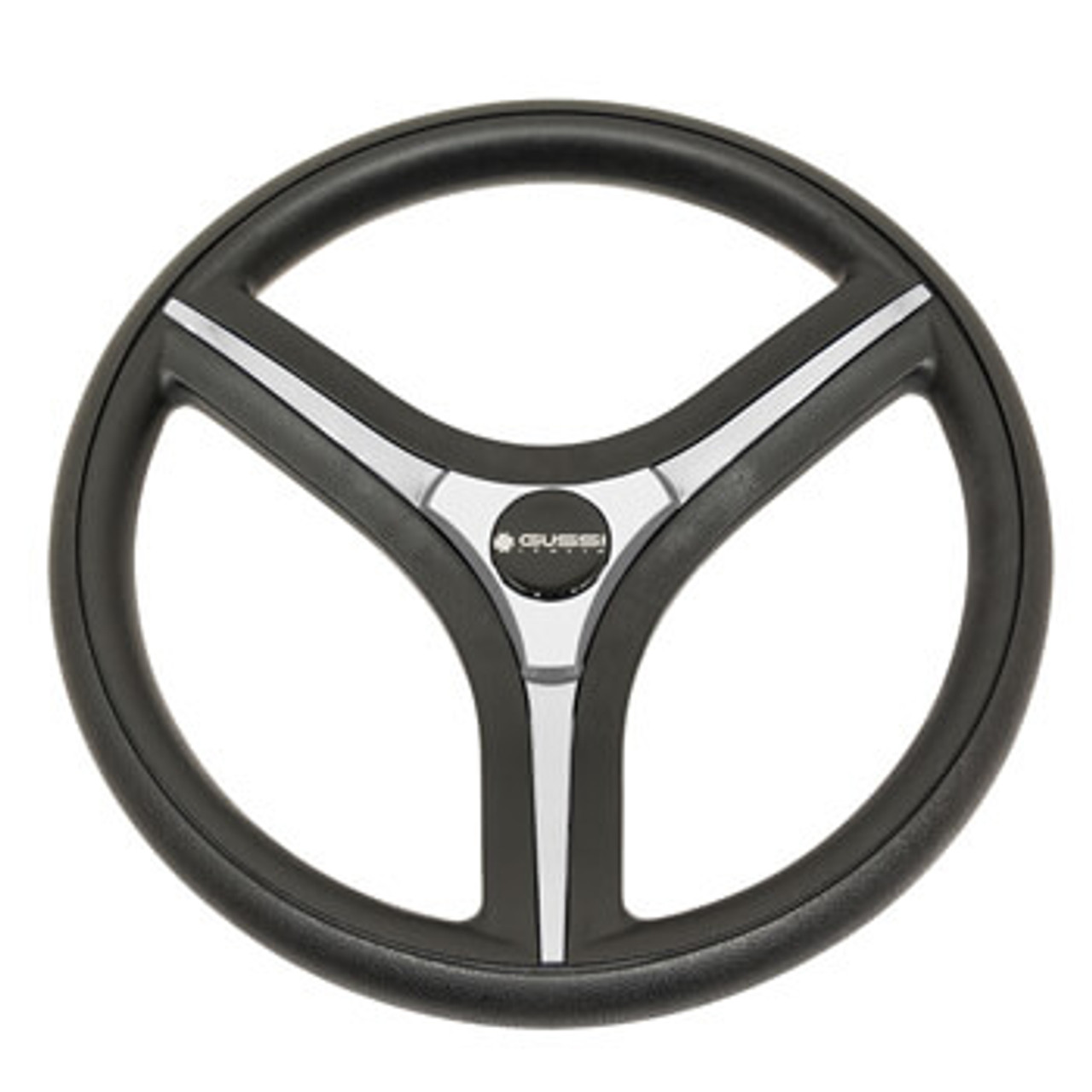 Gussi Italia Brenta Black/Silver Steering Wheel for Yamaha G16-Drive2 Golf Cart, 06-141