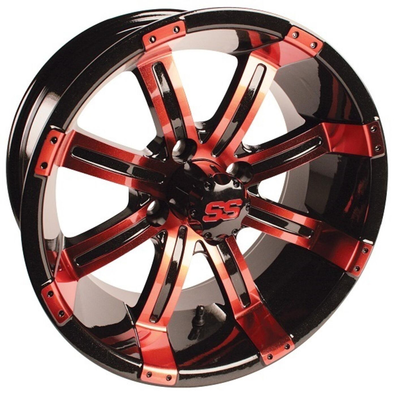 GTW Tempest 12" Red & Black Golf Cart Wheel (3:4 Offset), 19-136