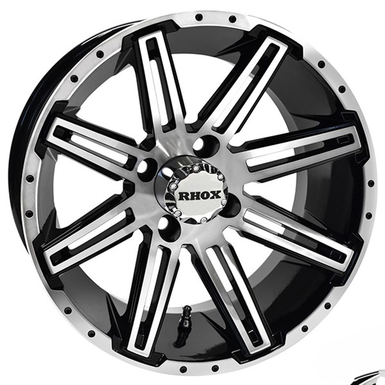 14x7 ET-25 RHOX Machined Gloss Black Golf Cart Wheel, TIR-RX275, 19-056