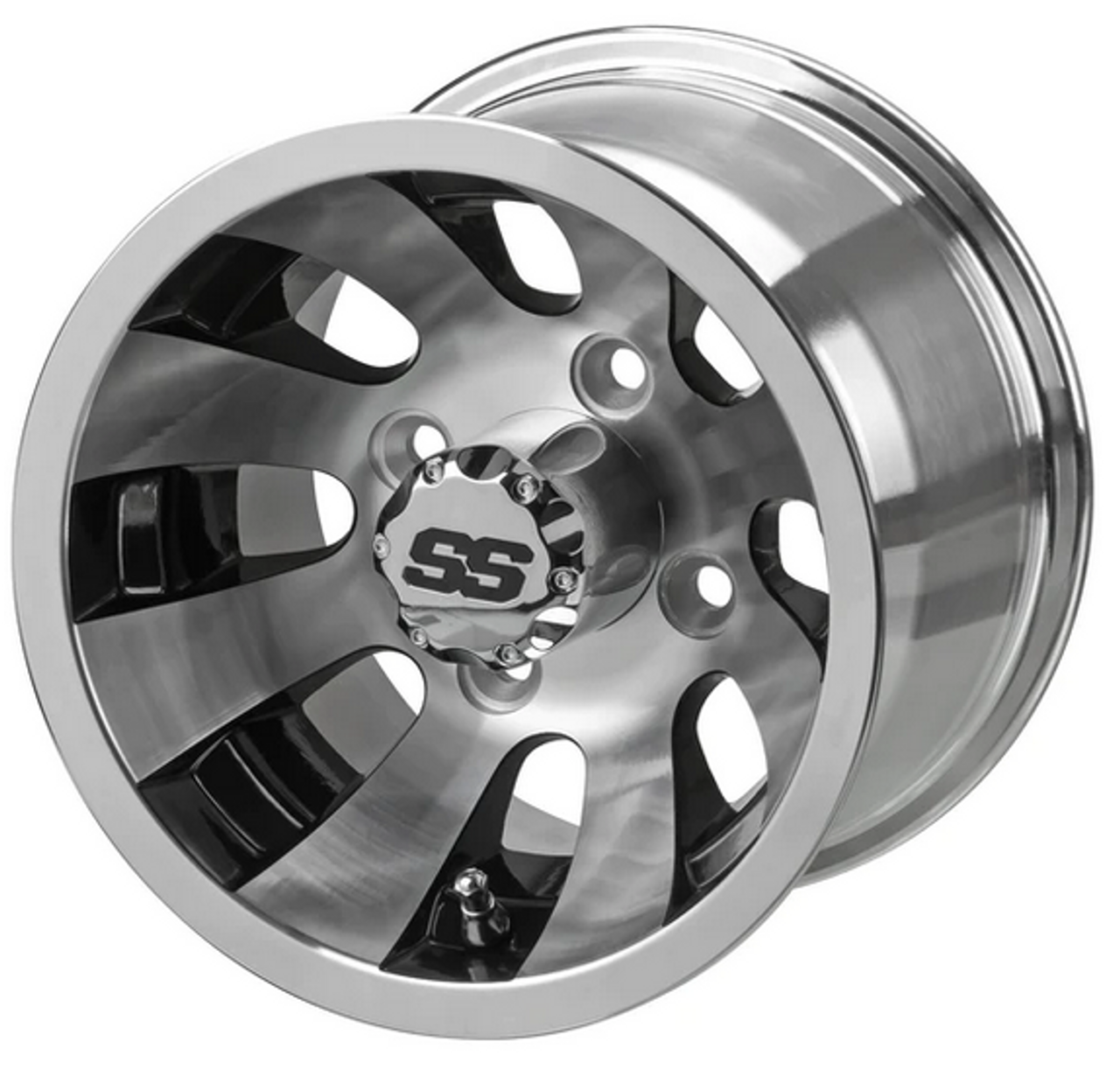 Revenge 10" Gunslinger Black & Machined Golf Cart Wheel 3:4 Offset, ISL-14001