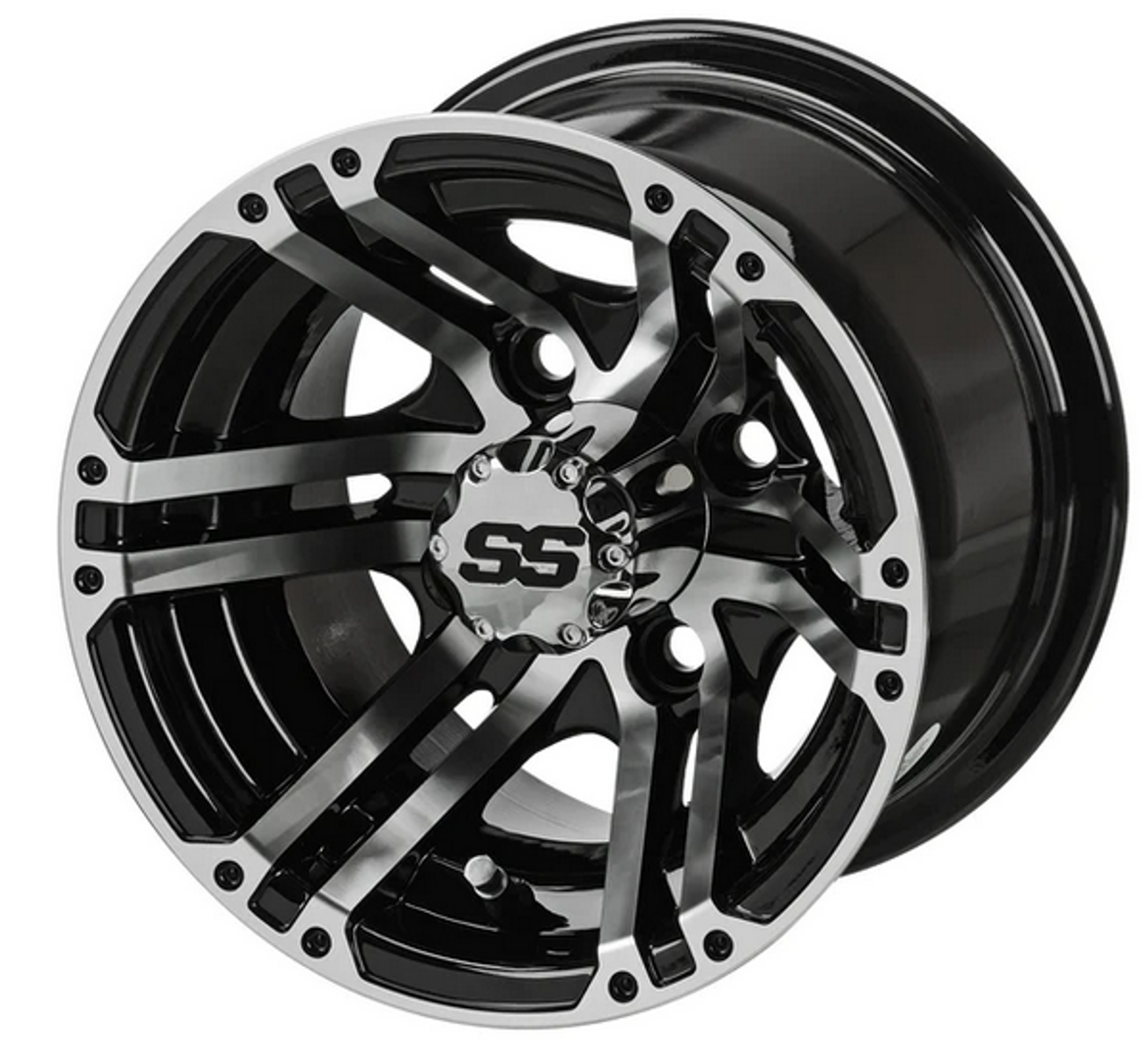 Revenge 10" Yukon Black & Machined Golf Cart Wheel 3:4 Offset, ISL-16001