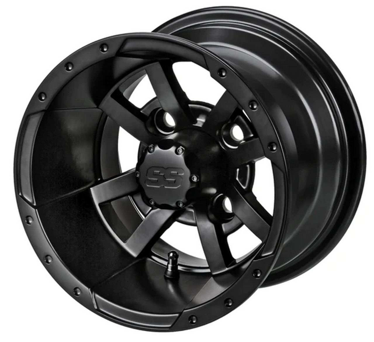 Revenge 10" Maltese Cross Matte Black Golf Cart Wheel 3:4 Offset, ISL-27001