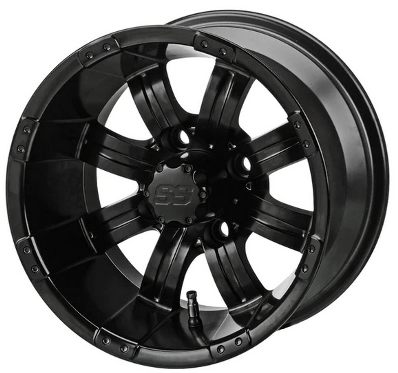 Revenge 14x7 Casino Matte Black Golf Cart Wheel 3:4 Offset, ISL-29041