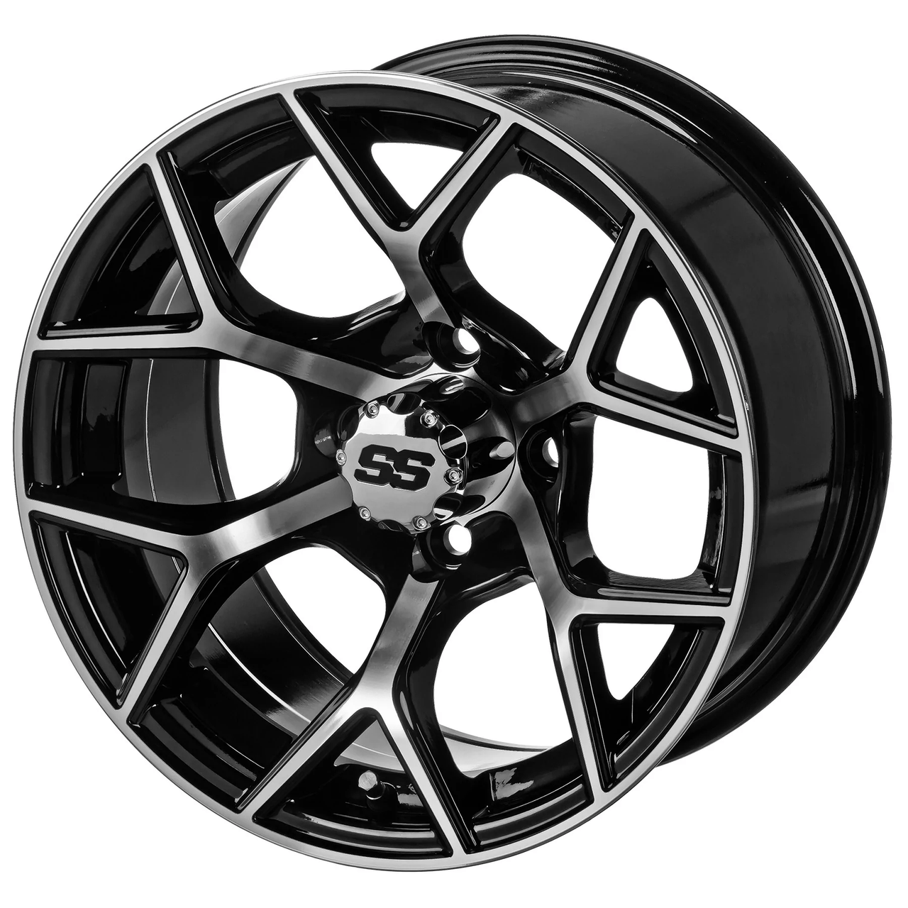 Revenge 14x7 Ninja Black & Machined Golf Cart Wheel 3:4 Offset, ISL-16141