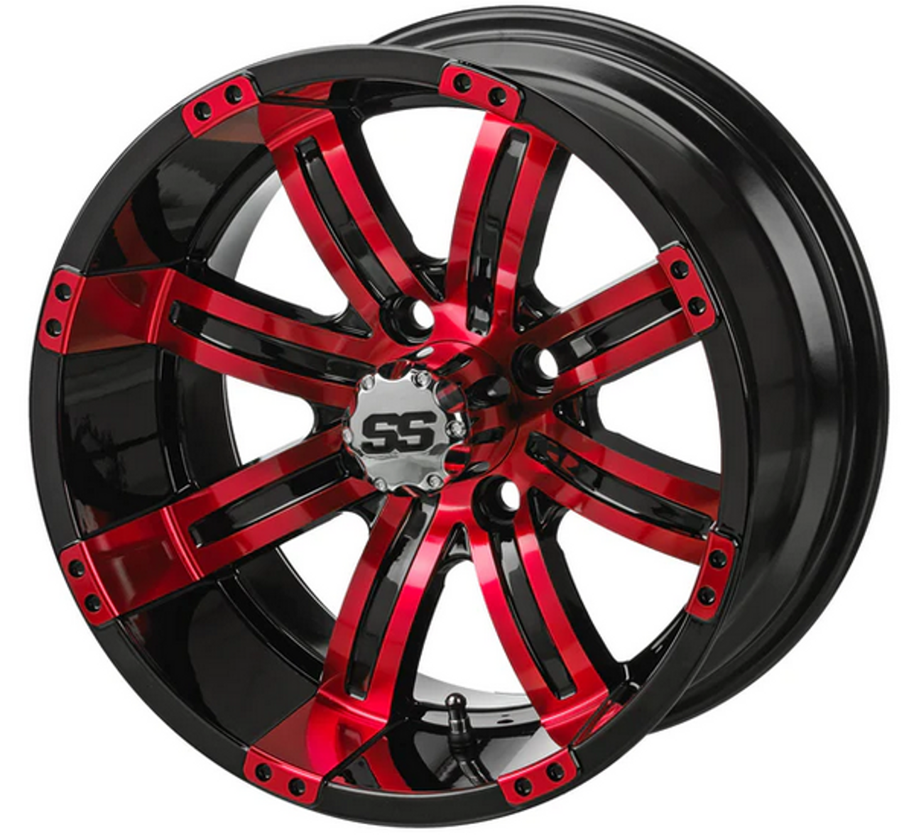 Revenge 12x7 Casino Cross Black & Red Golf Cart Wheel 3:4 Offset, ISL-39021