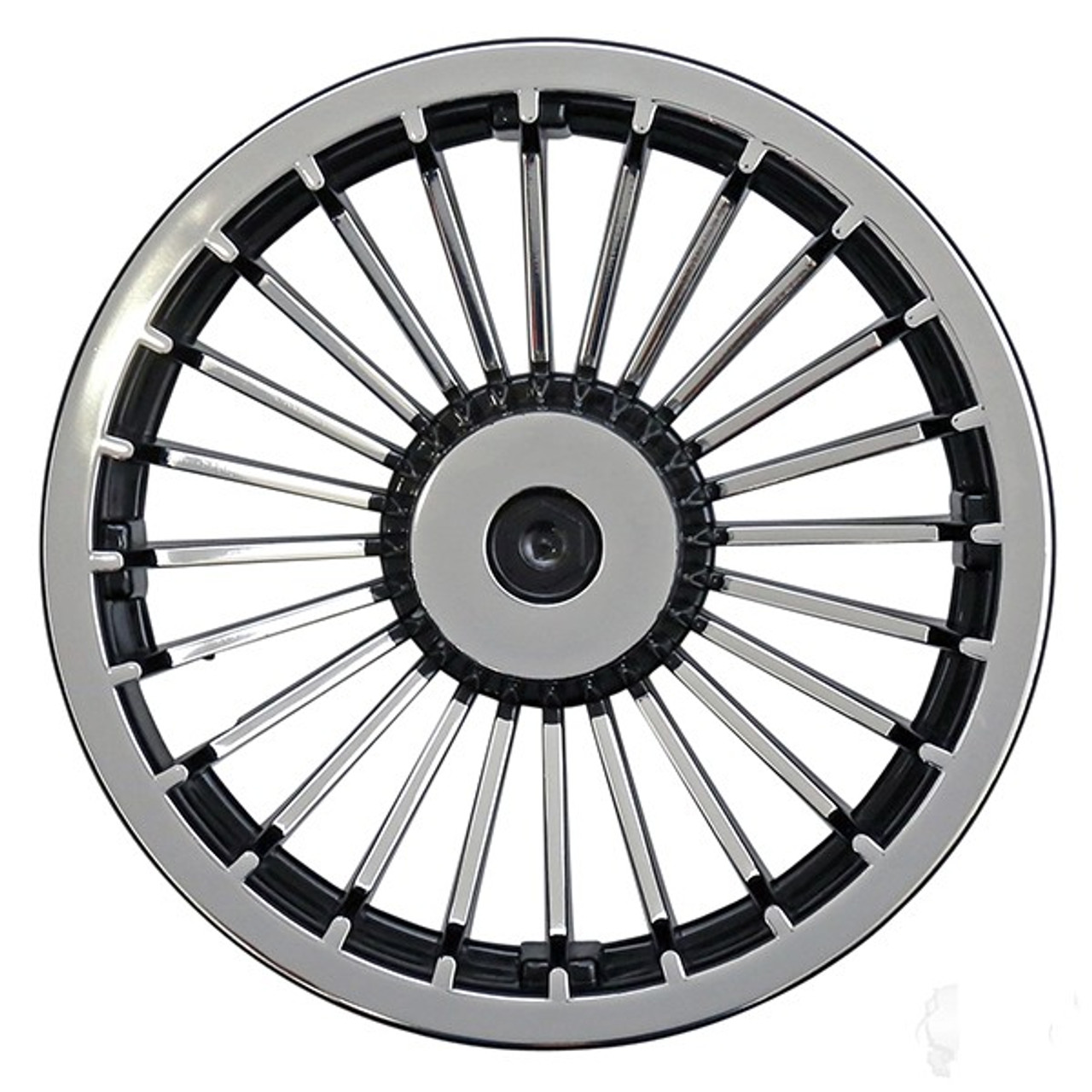 8" Turbine Black/Silver Golf Cart Wheel Cover, CAP-0002