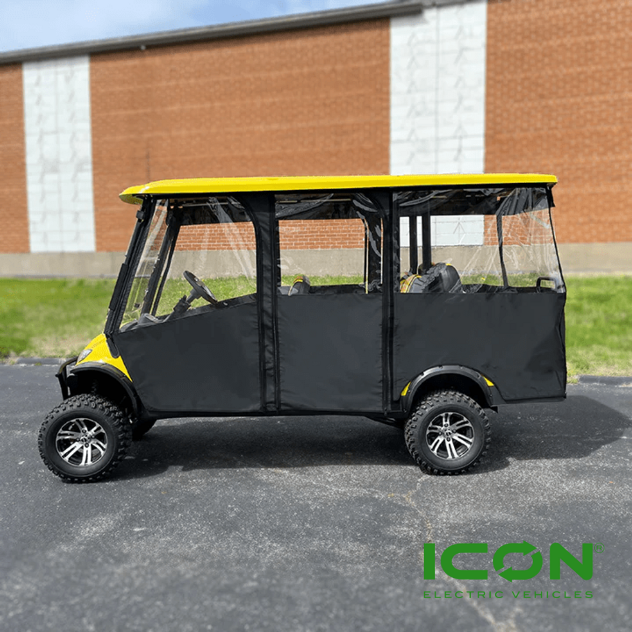 Sunbrella Jet Black Track-Style Canvas Enclosure for ICON i60, i60L Golf Cart, ECL-706-IC