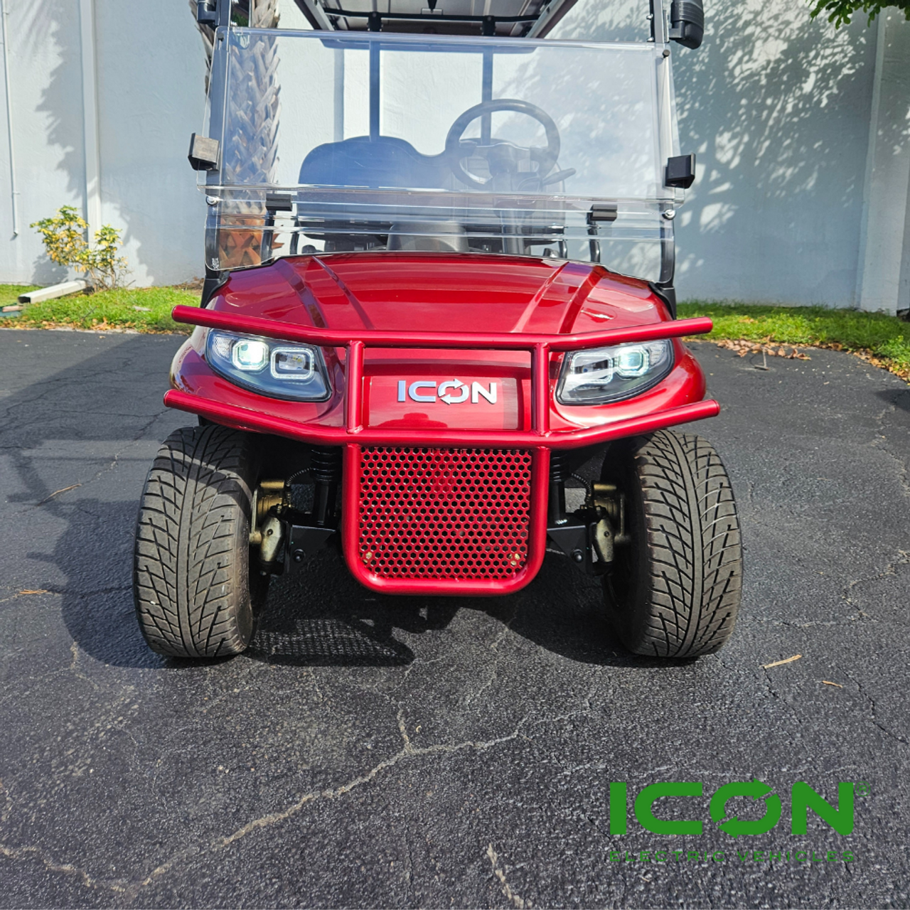 Burgundy Steel Brush Guard for ICON i20, i40, i60, i80 Non-Lifted Golf Cart Models, BRG-702-IC-BUR, 2.08.001.000077