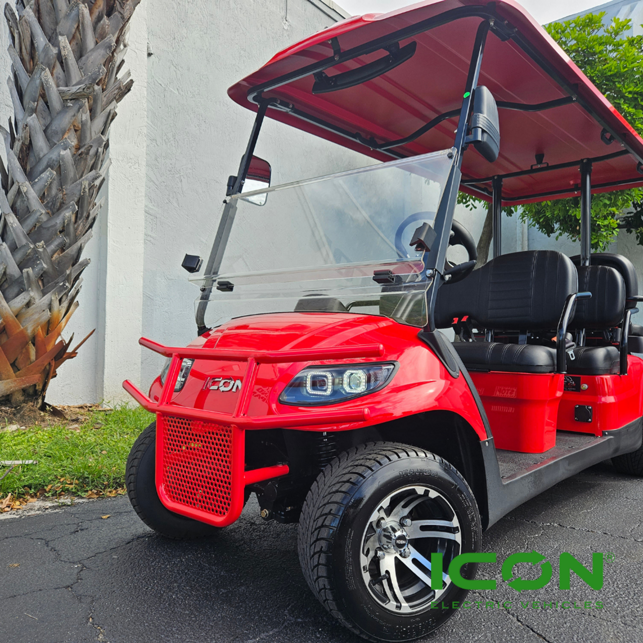 Red Steel Brush Guard for ICON i20, i40, i60, i80 Non-Lifted Golf Cart Models, BRG-702-IC-RED, 2.08.001.000081