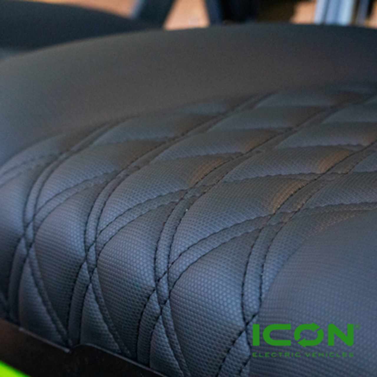 ICON Black Comfort Custom Seat Cool Touch Base with Double Diamond Pattern and Black Stitching, STC-BLKDDBLK-IC-COMF