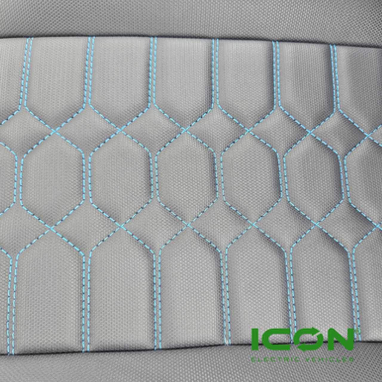 ICON Black Comfort Custom Seat Cool Touch Base with Lando Pattern and Blue Stitching, STC-BLKLANBL-IC-COMF