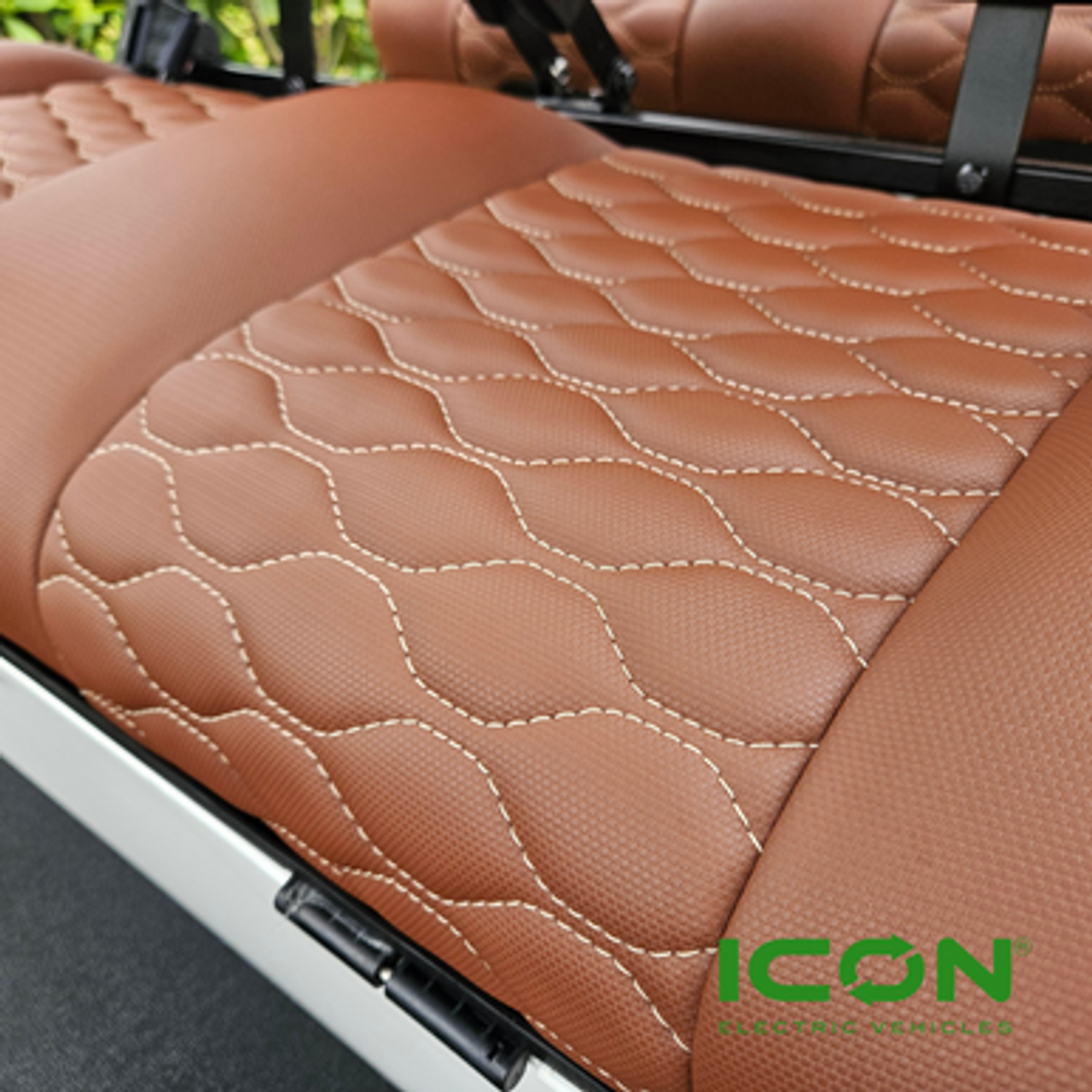 ICON Chestnut Comfort Custom Seat Cool Touch Base with Stretch Hex Pattern and Tan Stitching, STC-CHTHEXTAN-IC-COMF