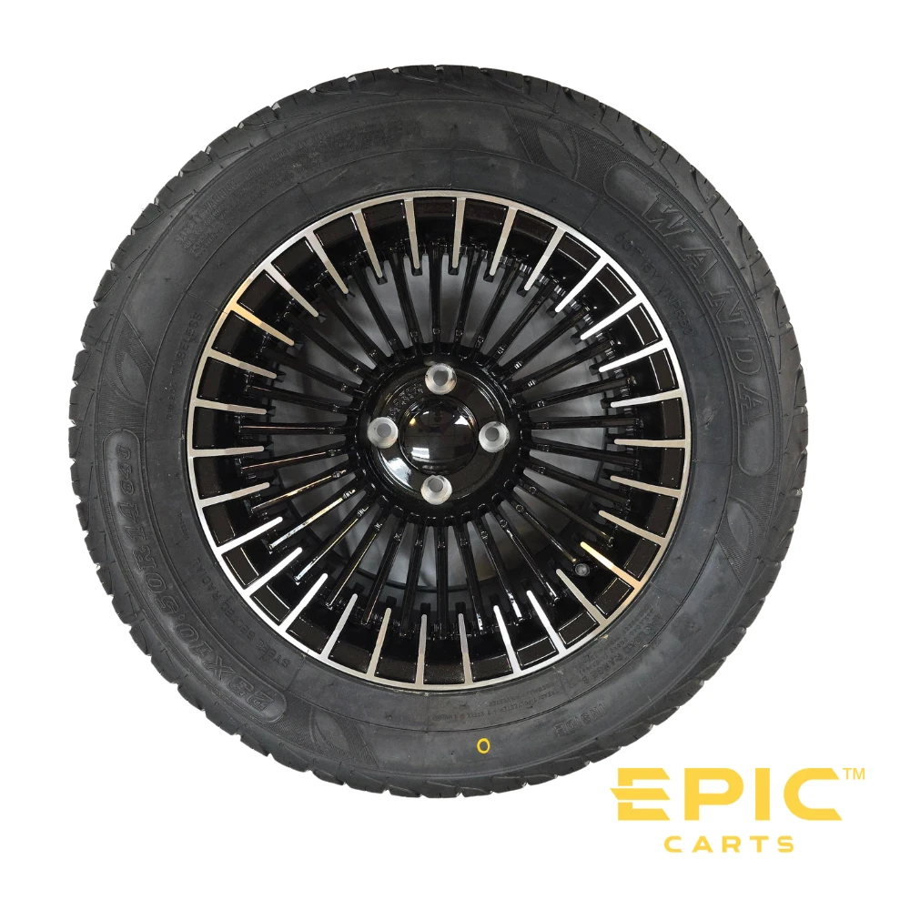 14-Inch Aluminum Rim on Wanda T5 Street Tire 23 x 10.5-R14 with Inflating Valve for EPIC E40FX Golf Carts