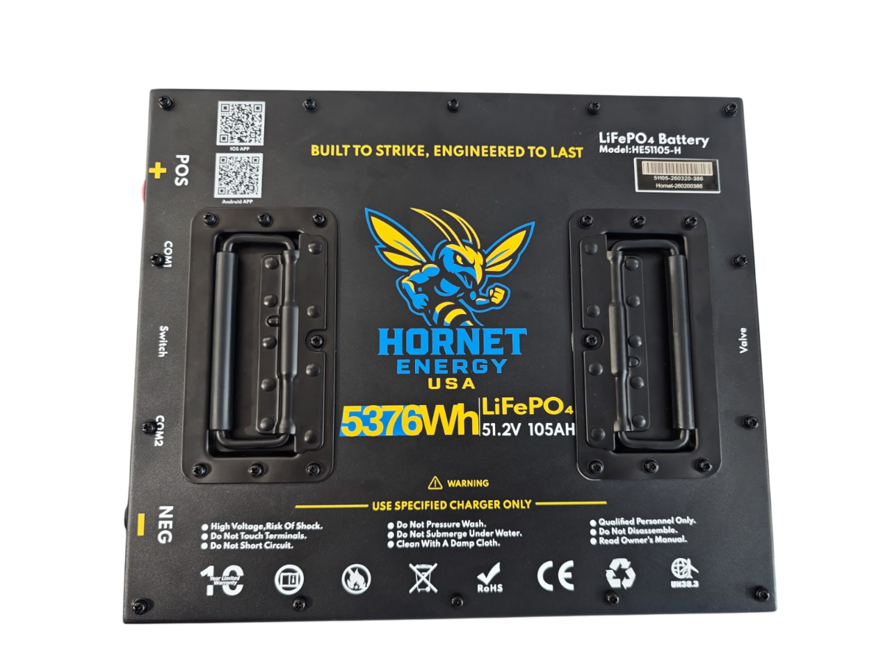 Hornet Energy Cubed 51.2V 105Ah LiFePO4 Lithium Battery ICON Bundle Kit – Heated, Fire Suppression, IP66, 300A Smart BMS (IS105C) 