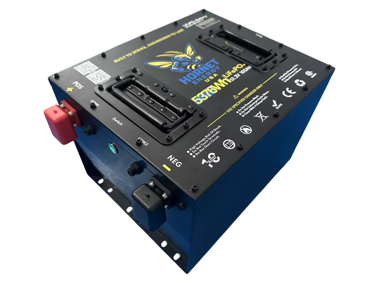 Hornet Energy Cubed 51.2V 105Ah LiFePO4 Lithium Battery Bundle Kit – Heated, Fire Suppression, IP66, 300A Smart BMS
