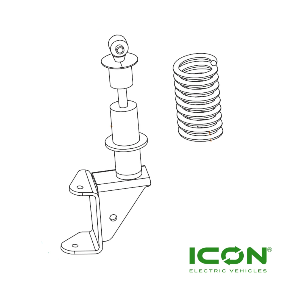 Passenger Side (Right) Front Shock Absorber Assembly for ICON i60F, i80 Golf Carts, SUS-730-IC, 2.03.001.000021, 2.08.001.000006