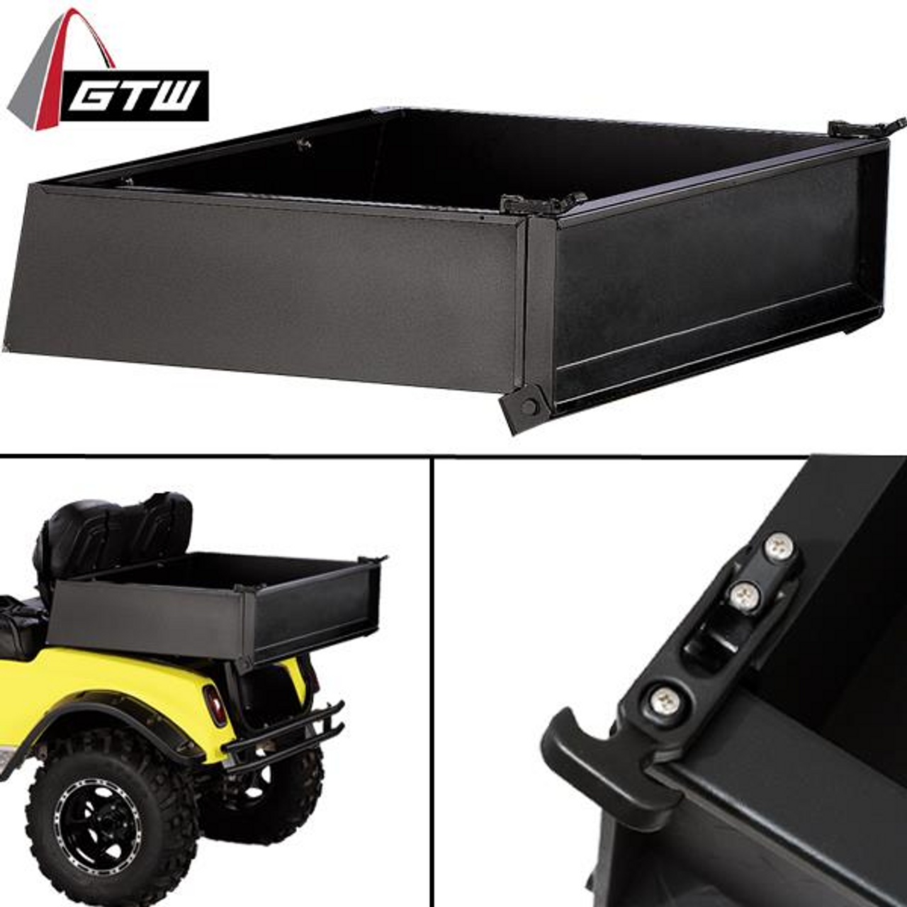 Black Steel Cargo Box GTW (Universal Golf Cart Fit), 04-016